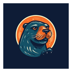 Mascot logo in the form of a sea lion for a marine beverage products company