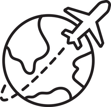 recommend clip art: World international travel, traveling on an airplane flat vector icon illustration for apps and websites.