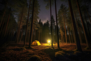 camping at night, generative AI