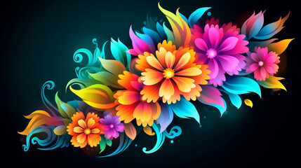 A vibrant flower against a dark background. Generative ai