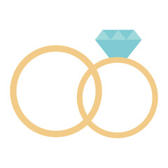 Wedding rings. Vector rings with turquoise diamond.