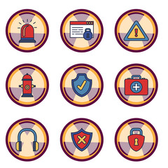 set of safety icons at work with red lines