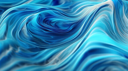 A blue and white abstract background with flowing waves. Generative ai