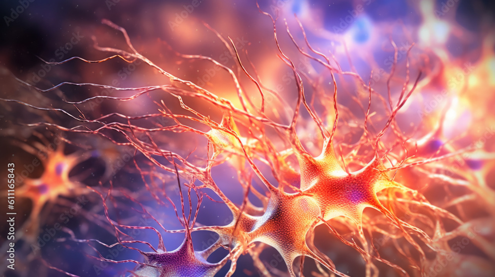 Aufkleber A microscopic image of synapses in the brain, showing the tiny gaps between neurons where neurotransmitters are released. Generative ai