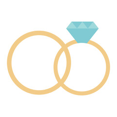 Wedding rings. Vector rings with turquoise diamond.