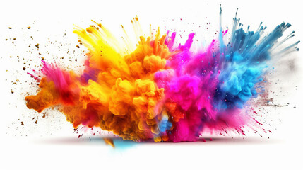 Fototapeta na wymiar Colorful powder explosion on white background. Generative ai