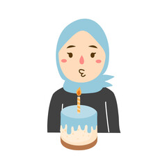 blowing out birthday candles concept illustration