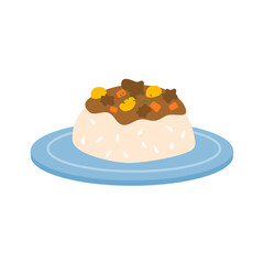 Curry rice with beef illustration