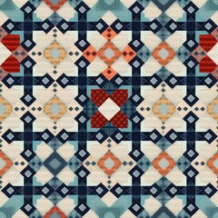 Cozy cross stitch quilt pattern with intricate details, Generative AI