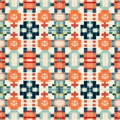 Fototapeta premium Cozy cross stitch quilt pattern with intricate details, Generative AI