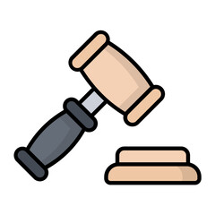 Law Hammer Line Color Icon