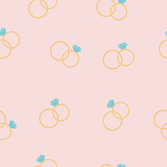  Seamless pattern with wedding rings. Just married concept.