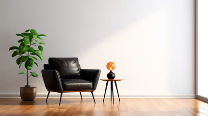 Modern mid century and minimalist interior of living room. Generative AI