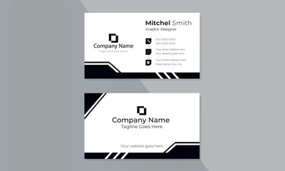 Modern Business Card - Creative and Clean Business Card Template. Luxury business card design template. Elegant dark back background with abstract golden wavy lines shiny.