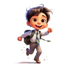 Cute boy 3D style, college student - generative AI illustration