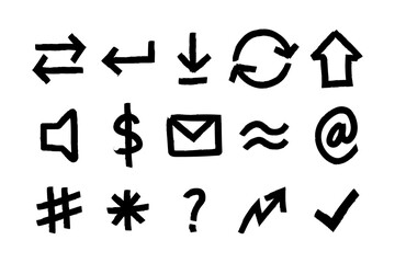 Set collection arrow art brush vector and business in white background