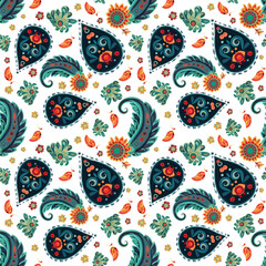 Paisley ethnic patterns design floral pattern with paisley and indian flower motifs. damask style pattern for textil and decoration