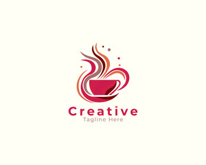 cup of coffee , colorful cup of coffee logo, coffee cup logo simple design template vector eps file