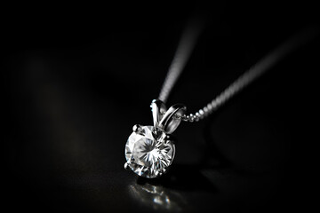 Diamond necklace on black background - AI Technology