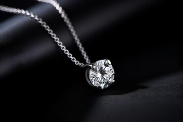 Diamond necklace on black background - AI Technology