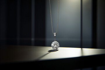 Diamond necklace on black background - AI Technology