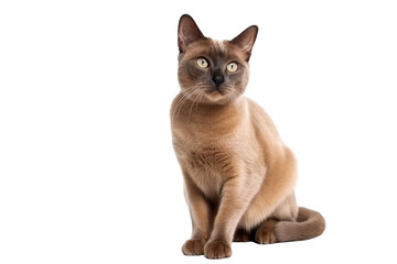 Burmese cat isolated on transparent background. Generative AI