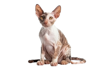 Cornish Rex cat isolated on transparent background. Generative AI