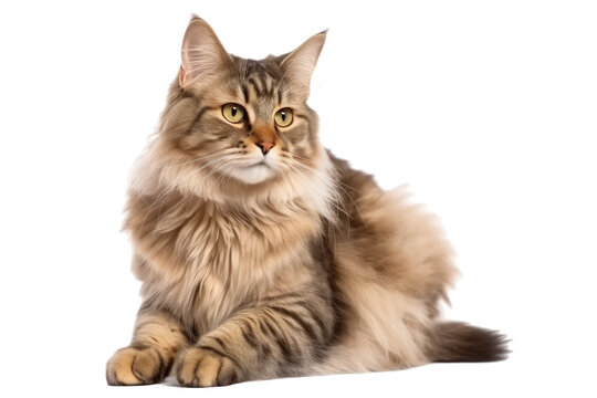 American bobtail cat isolated on transparent background. Generative AI