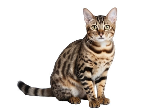 Bengal cat isolated on transparent background. Generative AI