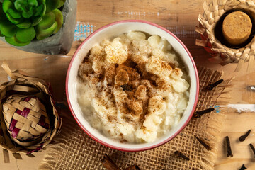 cup of canjica, typical food consumed in the Brazilian Festa Juninas