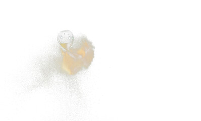 Hourglass fly in mid air, add more sand of time on gold sand over black background. Brown hourglass show more time Deadline extended time management hope concept hour glass, life clock passing by