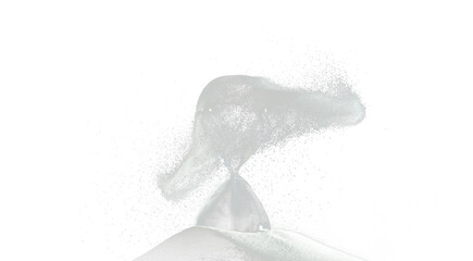 Hourglass add more sand of time on white sand over black background. White hourglass show more time Deadline extended time management hope concept hour glass, life clock passing by