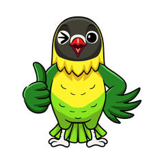 Cute yellow collared love bird cartoon giving thumb up