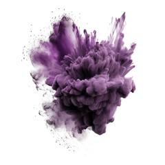 Purple powder explosion on transparent background ,Generative AI