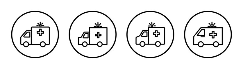 Ambulance icon set illustration. ambulance truck sign and symbol. ambulance car