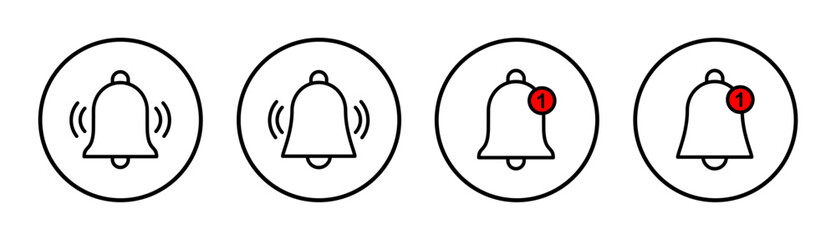 Bell Icon set illustration. Notification sign and symbol for web site design