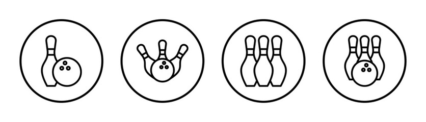 Bowling icon set illustration. bowling ball and pin sign and symbol.
