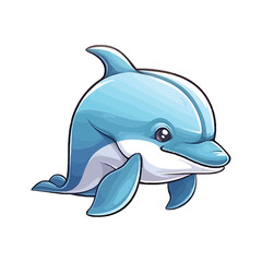 Naklejka premium Cheerful Porpoise: Lively 2D Illustration Brimming with Cuteness