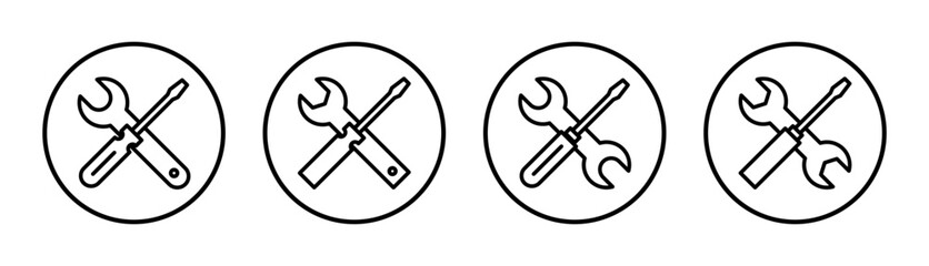 Repair tools icon set illustration. tool sign and symbol. setting icon. Wrench and screwdriver. Service