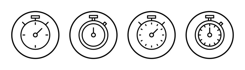stopwatch icon set illustration. Timer sign and symbol. Countdown icon. Period of time