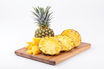 Fototapeta na wymiar pineapple with pineapple slices on white background