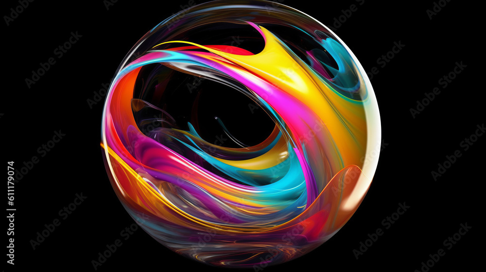 Aufkleber a vibrant object against a dark background. generative ai