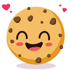 Happy smiling Kawaii cute cookie. Vector flat cartoon character illustration icon design. Isolated on white background. 
