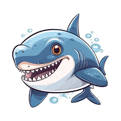 Enchanting Shark: Endearing 2D Illustration of a Charming Underwater Guardian