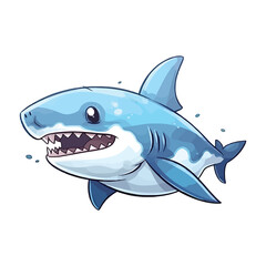 Enchanting Shark: Endearing 2D Illustration of a Charming Underwater Guardian