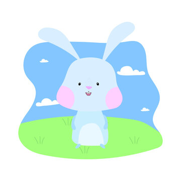 Cartoon rabbit. Vector illustration. stock image.