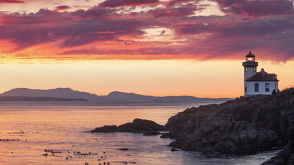 Lime Kiln Lighthouse at Sunset