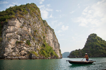 Fototapeta na wymiar Tour Boat on Halong Bay, Vietnam
