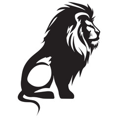 A Lion Sitting on the ground vector silhouette.