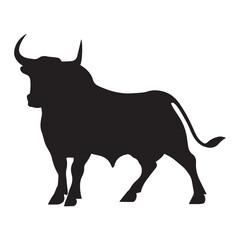 A Bull Vector Silhouette Illustration Black color.